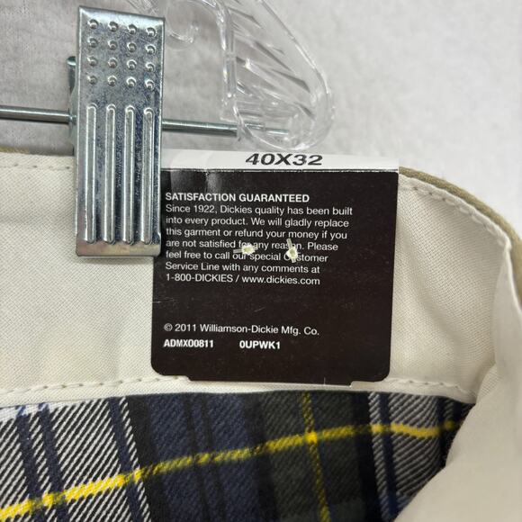 DICKIES Pants Mens 40x32 877 Relaxed Fit Work Flannel Lined Twill Beige NEW - Picture 10 of 16
